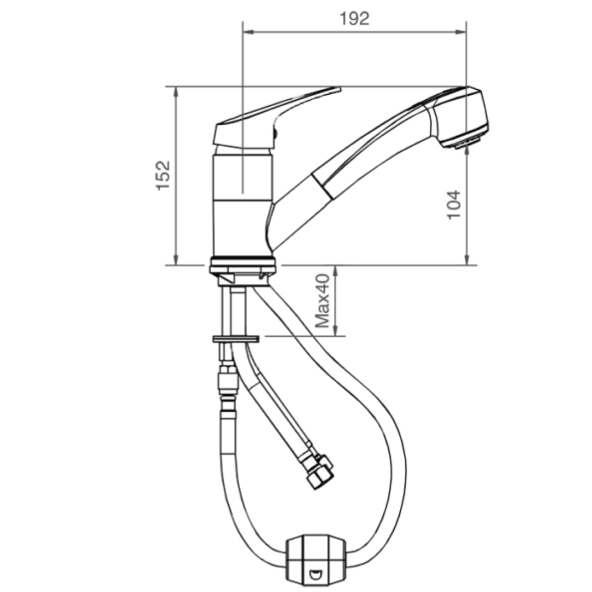 MISCELATORE MONOCOMANDO PER LAVELLO CUCINA DOCCETTA ESTRAIBILE FLESSIBILE - 2
