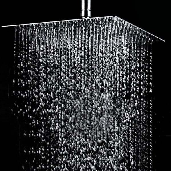 SOFFIONE DOCCIA QUADRATO 22X22CM CON MISCELATORE DOCCETTA QUADRATA IN ABS CROMO - 4