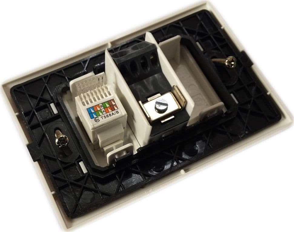 PLACCA PLACCHETTA 3 POSTI COMPLETA 1 PRESA TV 1 PRESA ETHERNET RJ45 INCASSO 503 - 3