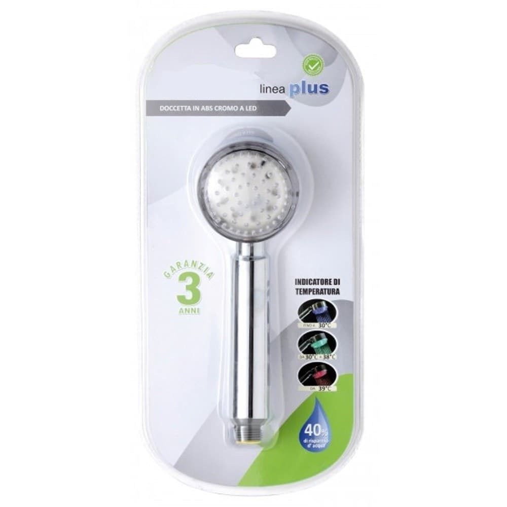 SOFFIONE DOCCIA IN ABS CROMATO DOCCETTA MONOFUNZIONE A LED PER DOCCIA - 3