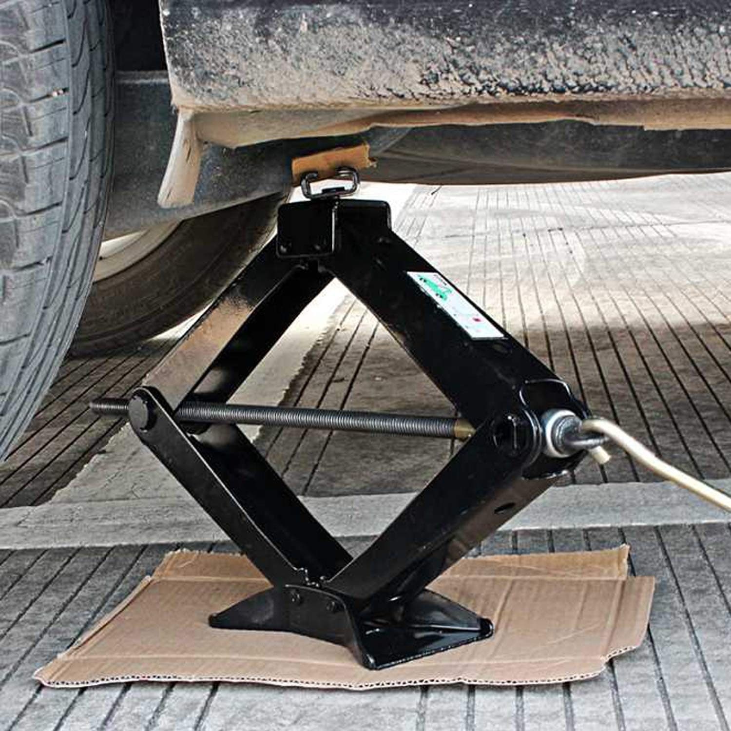 CRIC CRICK A PANTOGRAFO MANOVELLA SOLLEVATORE MANUALE 1 TON AUTO RUOTE 1000 KG - 3