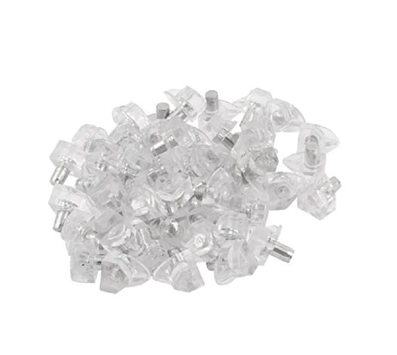 SET 24 SUPPORTI PERNO PER MENSOLE REGGIMENSOLA PIOLI MORSETTO TRIANGOLARE TRASPARENTE - 2