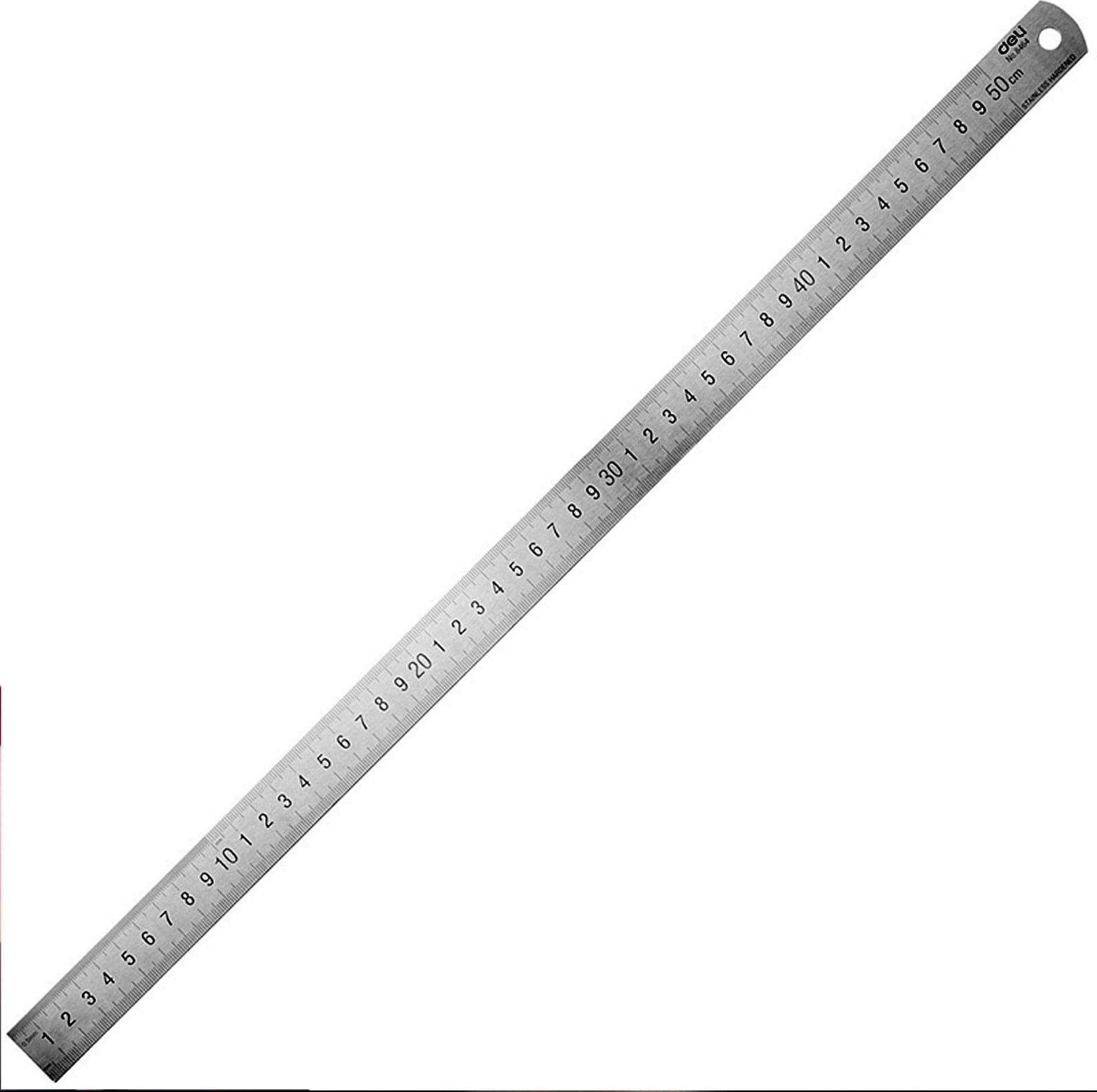 RIGHELLO METRO 1MM A 50CM METALLO ACCIAIO RIGA MULTIFUNZIONE SEGNATURA CM E INCH - 2