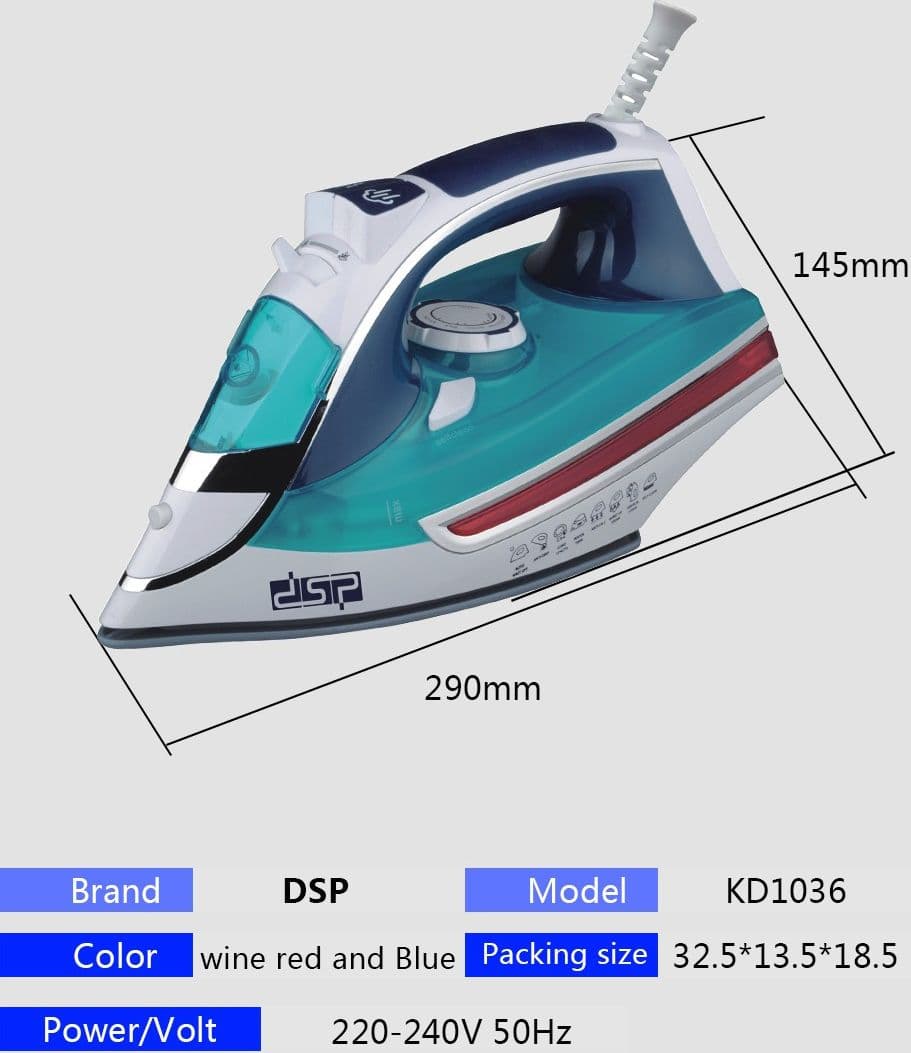 FERRO DA STIRO A VAPORE 2000W CON PIASTRA IN CERAMICA STEAM IRON ANTICALCARE - 5