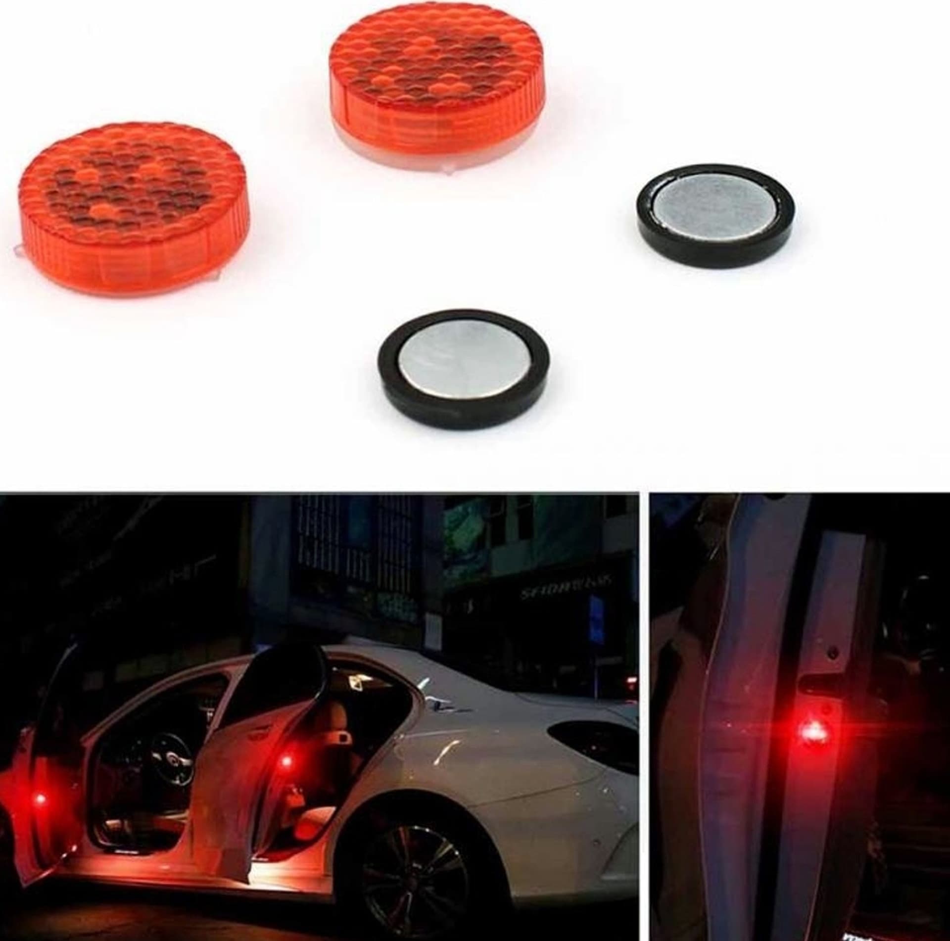 SEGNALATORE PORTIERA AUTO LED ROSSO EMERGENZA BASE MAGNETICA LAMPEGGIANTE SICUREZZA