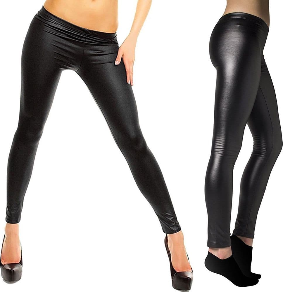 LEGGINGS DA DONNA EFFETTO SIMILPELLE NERO MODELLO SNELLENTE SOGNO DOLCE TAGLIA - 6