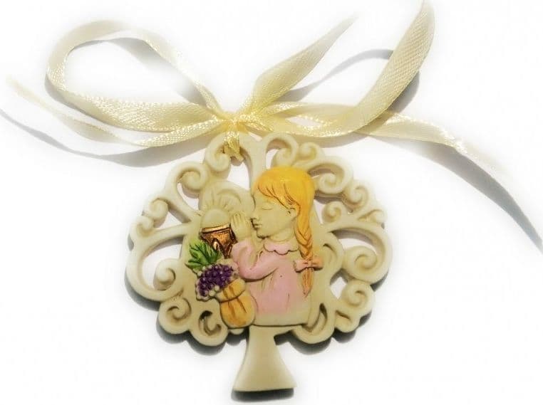 BOMBONIERE PER PRIMA COMUNIONE BAMBINA ALBERO DELLA VITA IN CERAMICA APPENDINO - 2