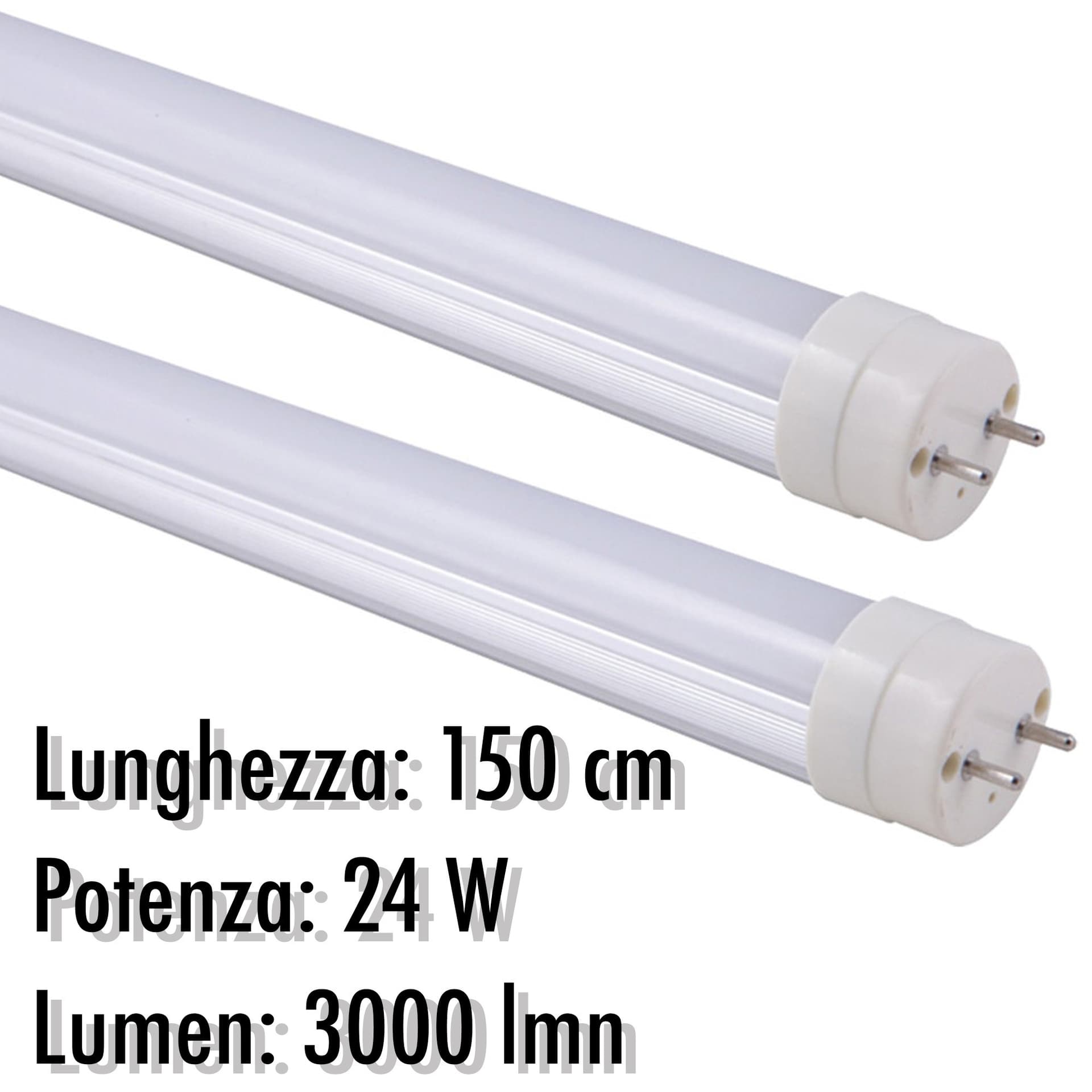 TUBO NEON A LED T8 24 W WATT 3000 LMN CON COPERTURA OPACA DA 150 CM LUCE BIANCA - 2