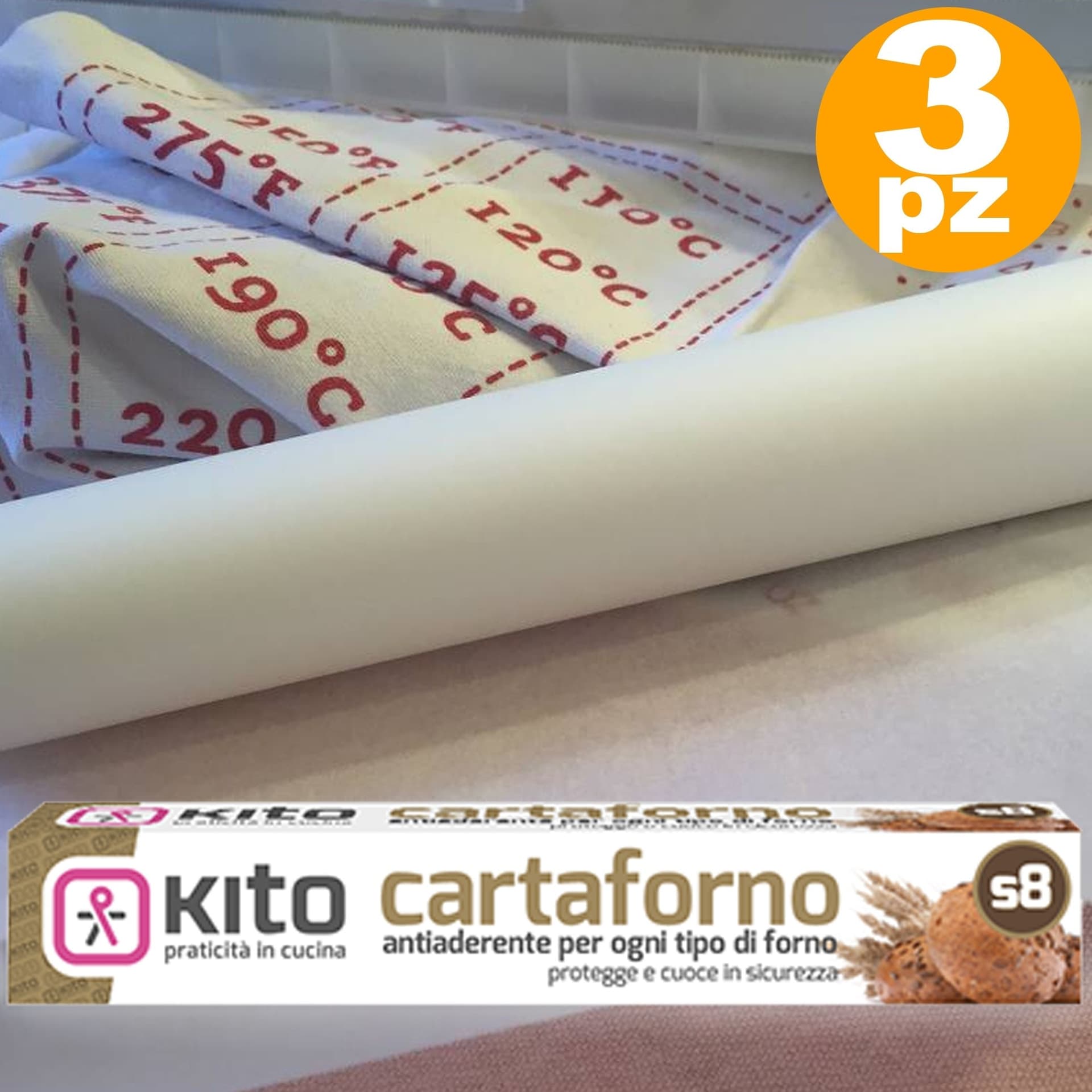 ROTOLO BOBINA CARTA FORNO S8 41GR/MQ PER ALIMENTI 3 MT 280° PER DOLCI BISCOTTI - 2