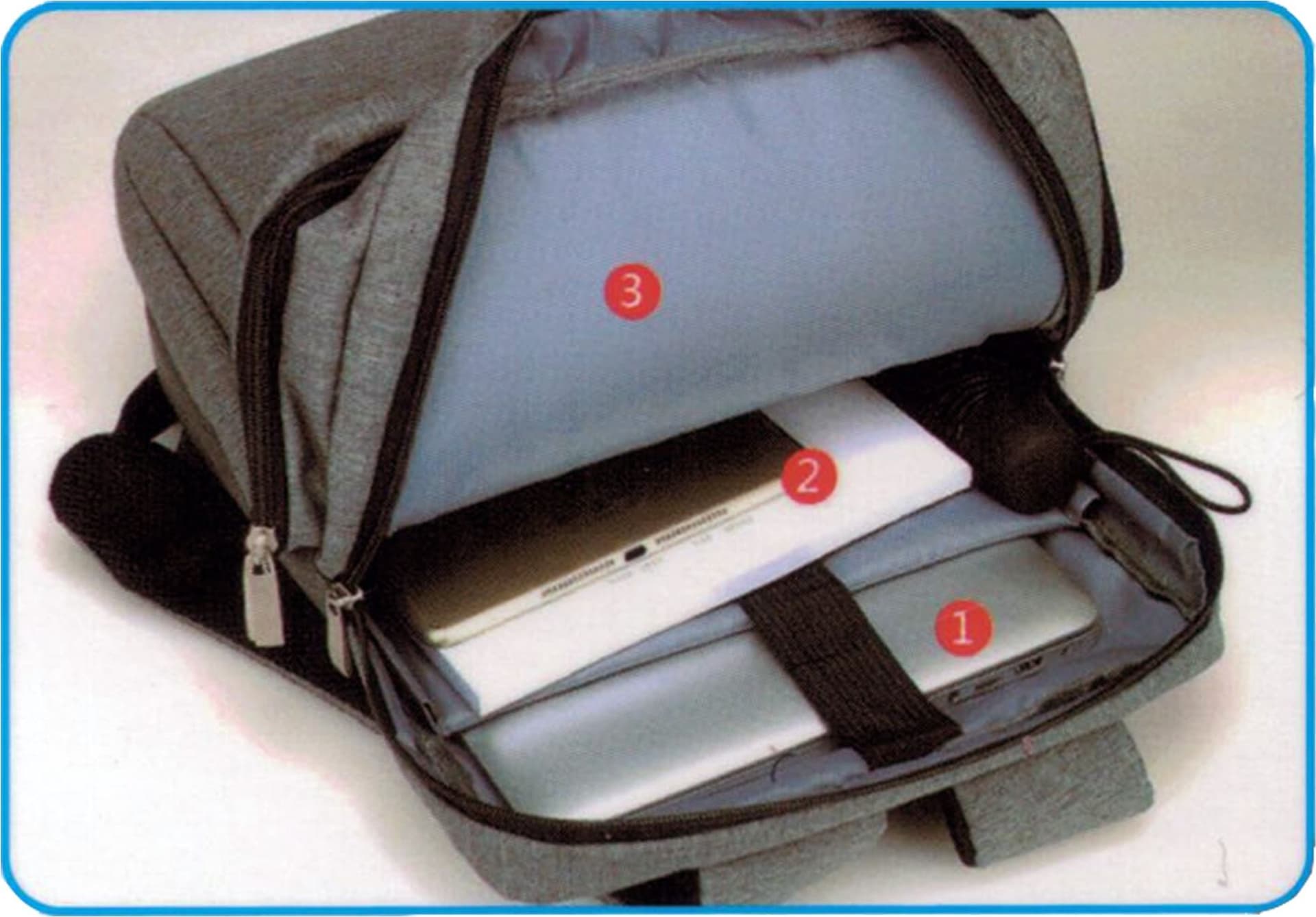 ZAINO ZAINETTO CARTELLA PER NOTEBOOK PC PORTATILE 15,6" CON PRESA USB DA VIAGGIO - 3