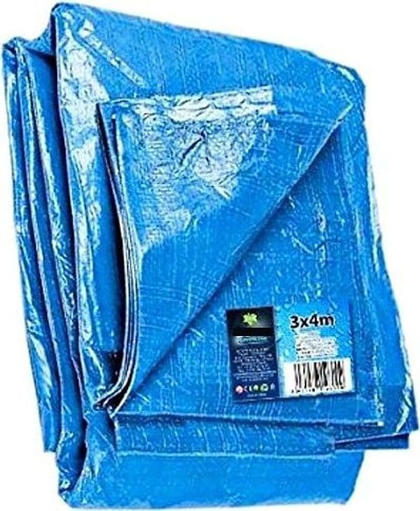 TELO IMPERMEABILE COPRITUTTO 3X4MT TELONE N POLIETILENE COLORE BLU PER AUTO MOTO - 2