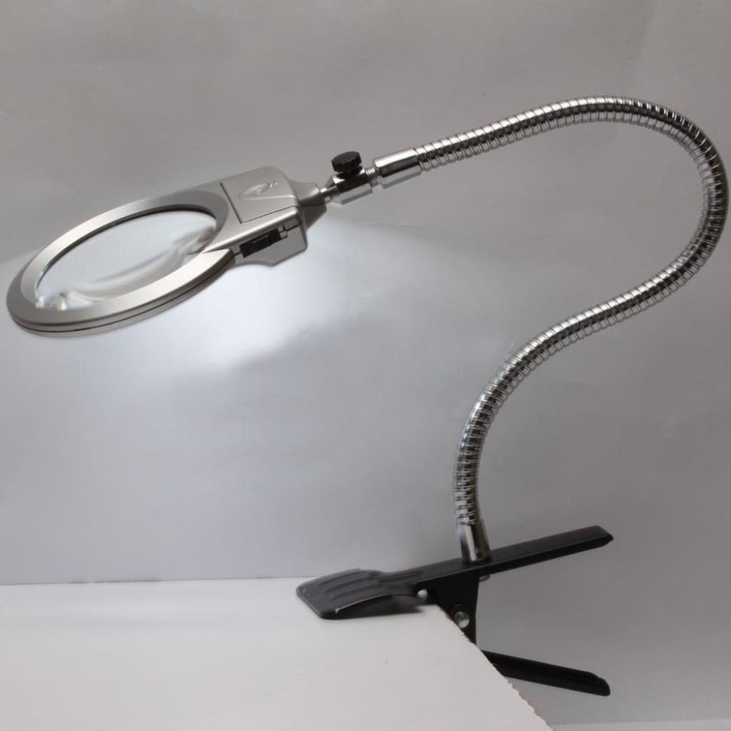 LAMPADA LENTE LED CLIP DA TAVOLO SCRIVANIA UFFICIO INGRANDIMENTO CON PINZA 2 LED - 5