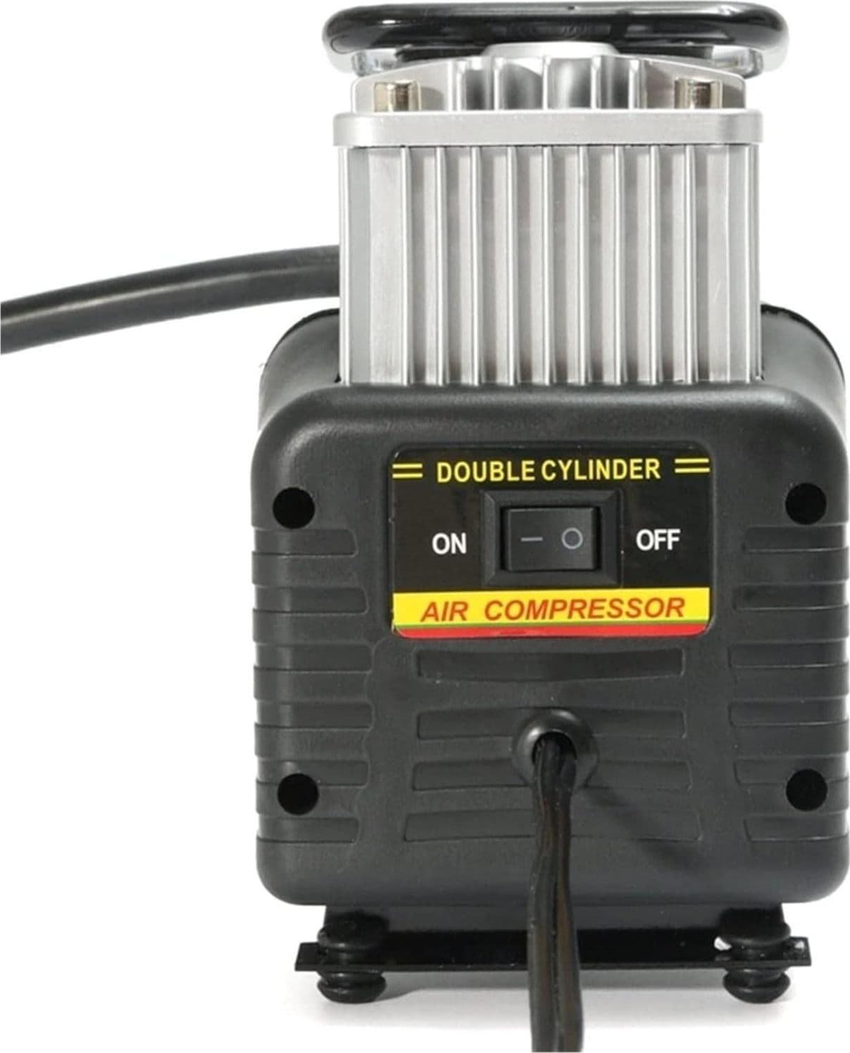 MINI COMPRESSORE PORTATILE 220 VOLT A DOPPIO CILINDRO PER AUTO MOTO + MANOMETRO - 4
