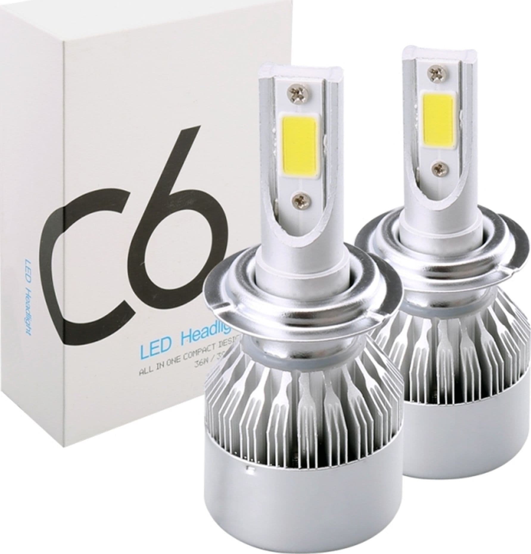 COPPIA LAMPADE ANABBAGLIANTI ABBAGLIANTI C6 H3 6000K LED 8V-48V F 36W/3800LM AUTO MOTO
