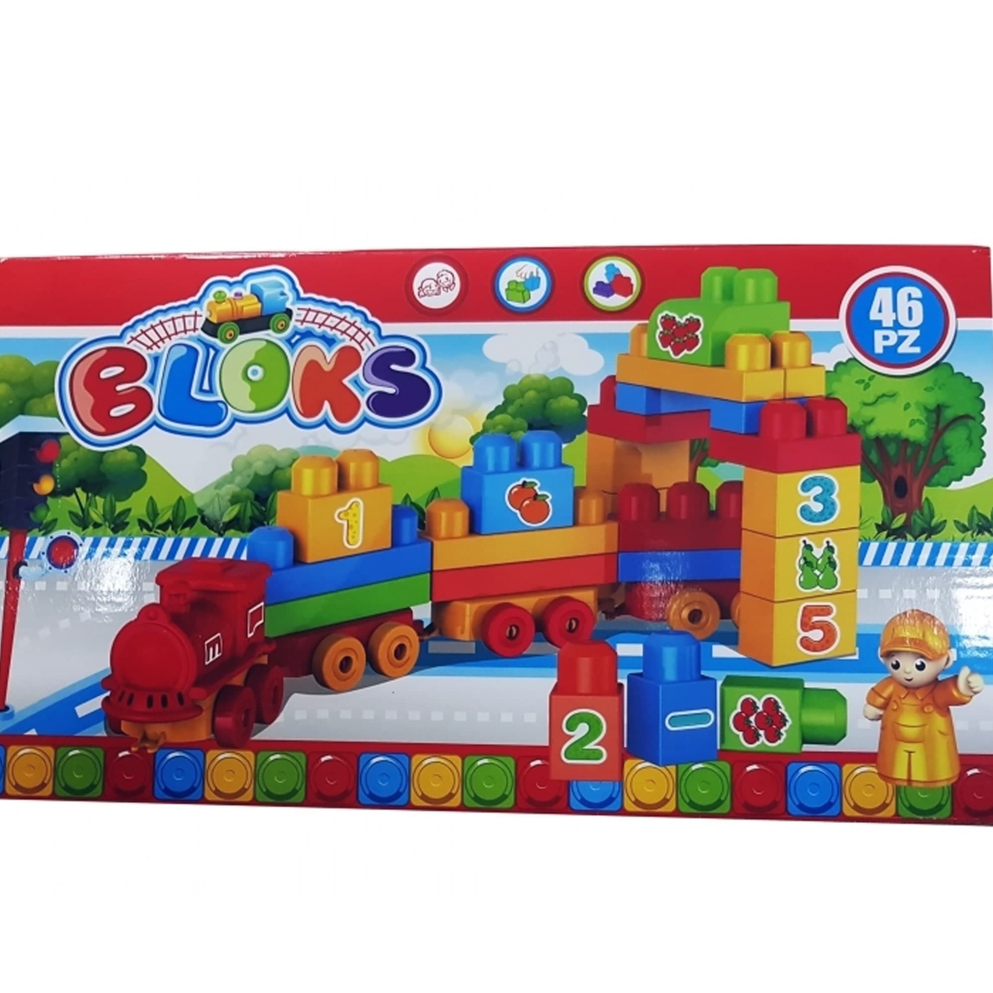 46PZ. TRENO TRENINO MATTONCINI NUMERI FRUTTA BLOCCHI SVILUPPO OPERAZIONI GIOCO
