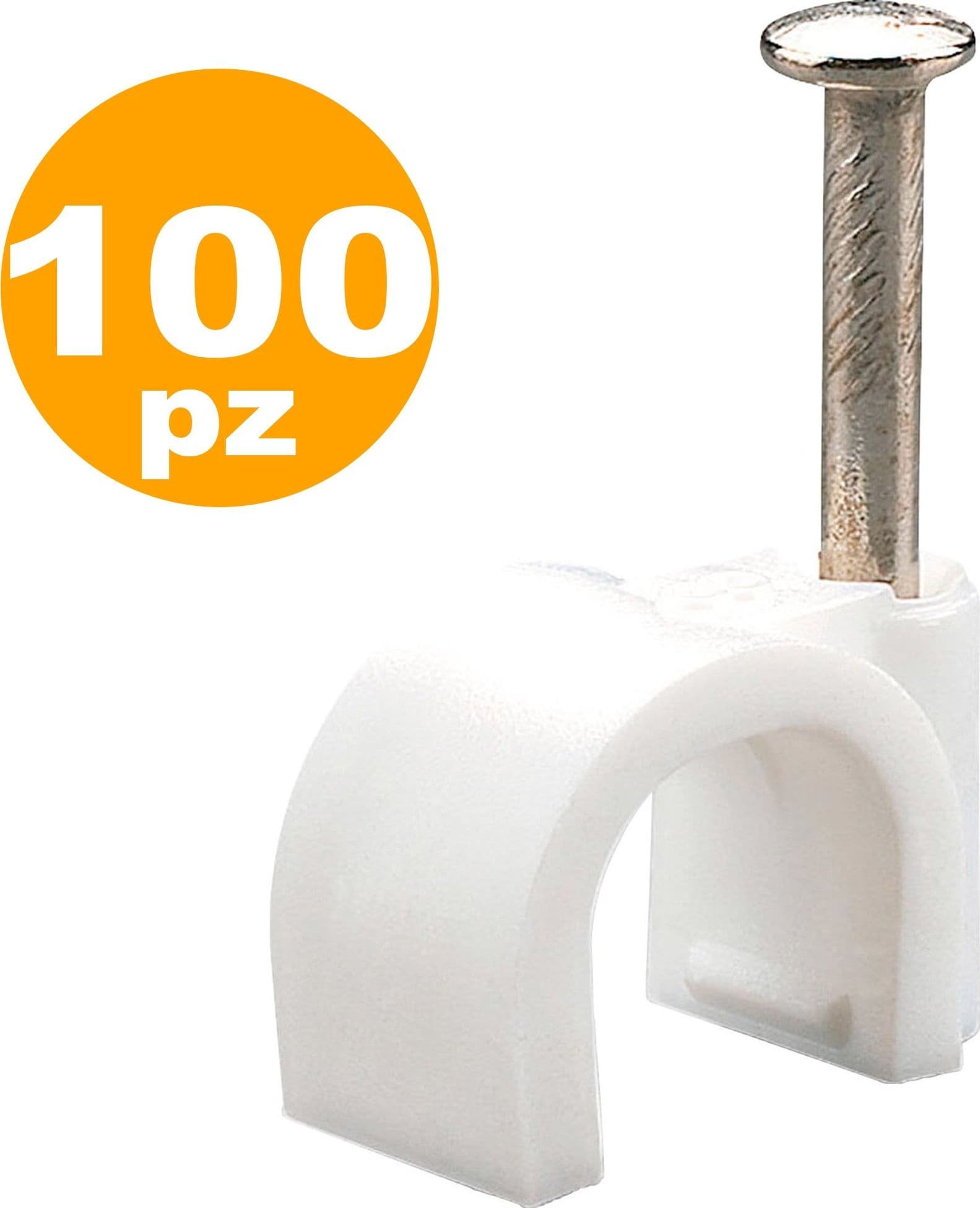 FISSACAVI CON CHIODO IN ACCIAIO DA 6 A 12 MM CONFEZIONE DA 100PZ COLORE BIANCO - 2