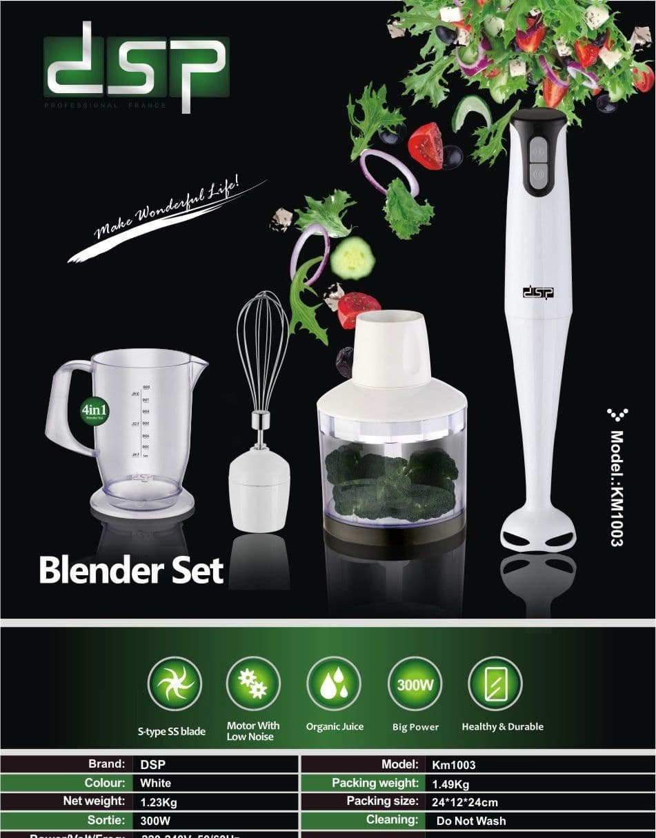 MIXER A IMMERSIONE 2 VELOCITà ROBOT DA CUCINA SBATTITORE MINI TRITATUTTO 300W - 7