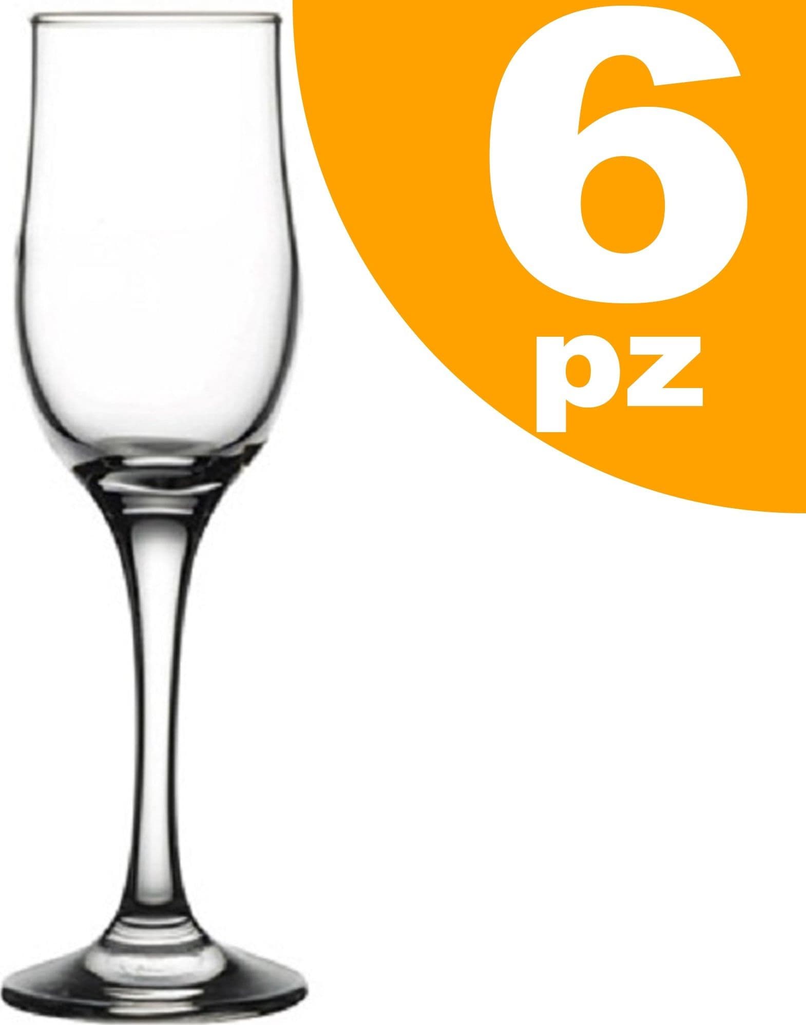 SET 6PZ CALICI CALICE TULIPE FLUTE VETRO 20cl BICCHIERI VINO SPUMANTE CHAMPAGNE