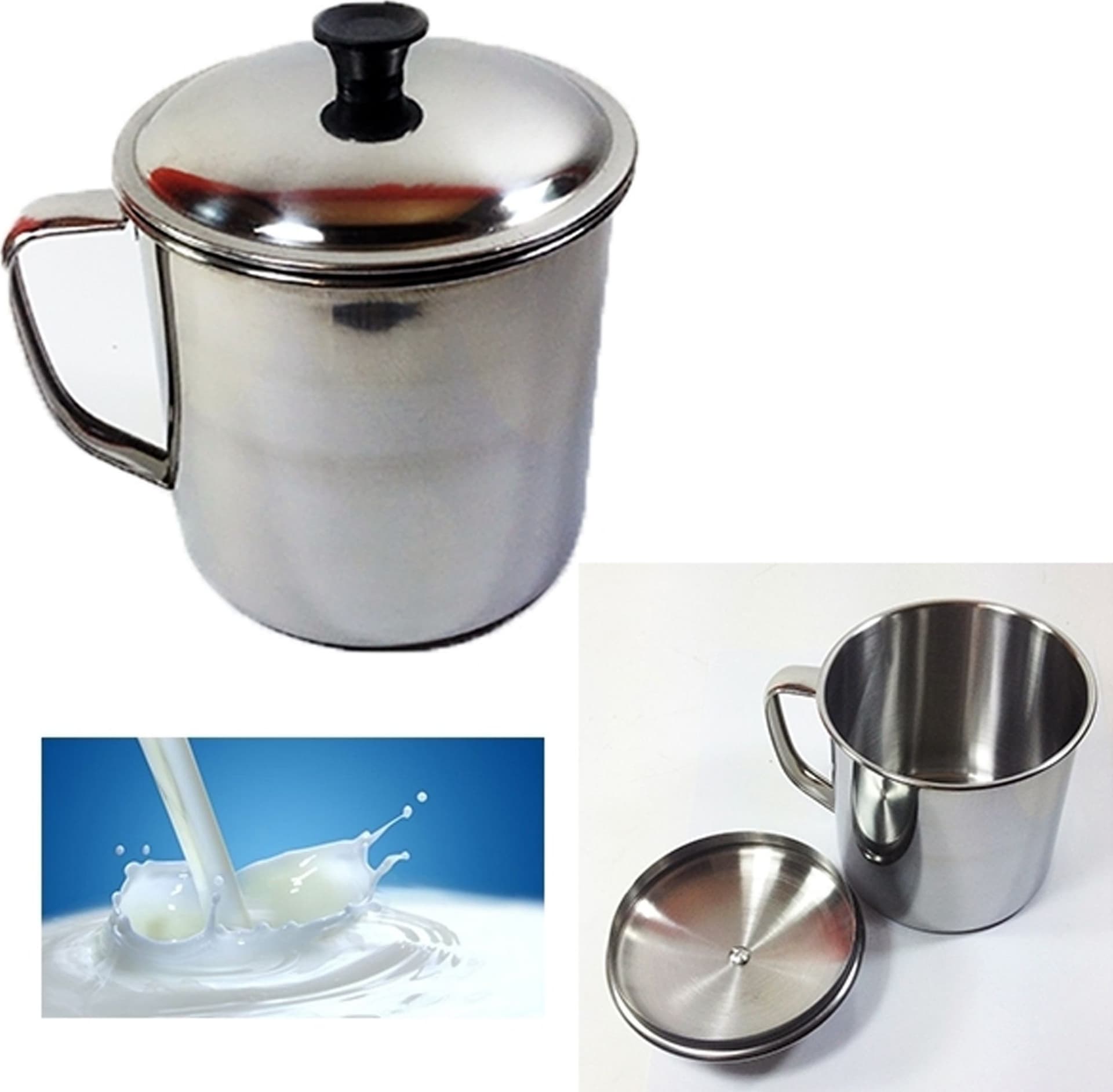 BRICCO BOLLILATTE CON COPERCHIO 10CM CONTENITORE LATTE CAFFè ACCIAIO PENTOLINO