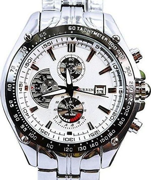 CURREN M928W OROLOGIO DA POLSO UOMO CINTURINO IN ACCIAIO INOX COLORE ARGENTO - 2