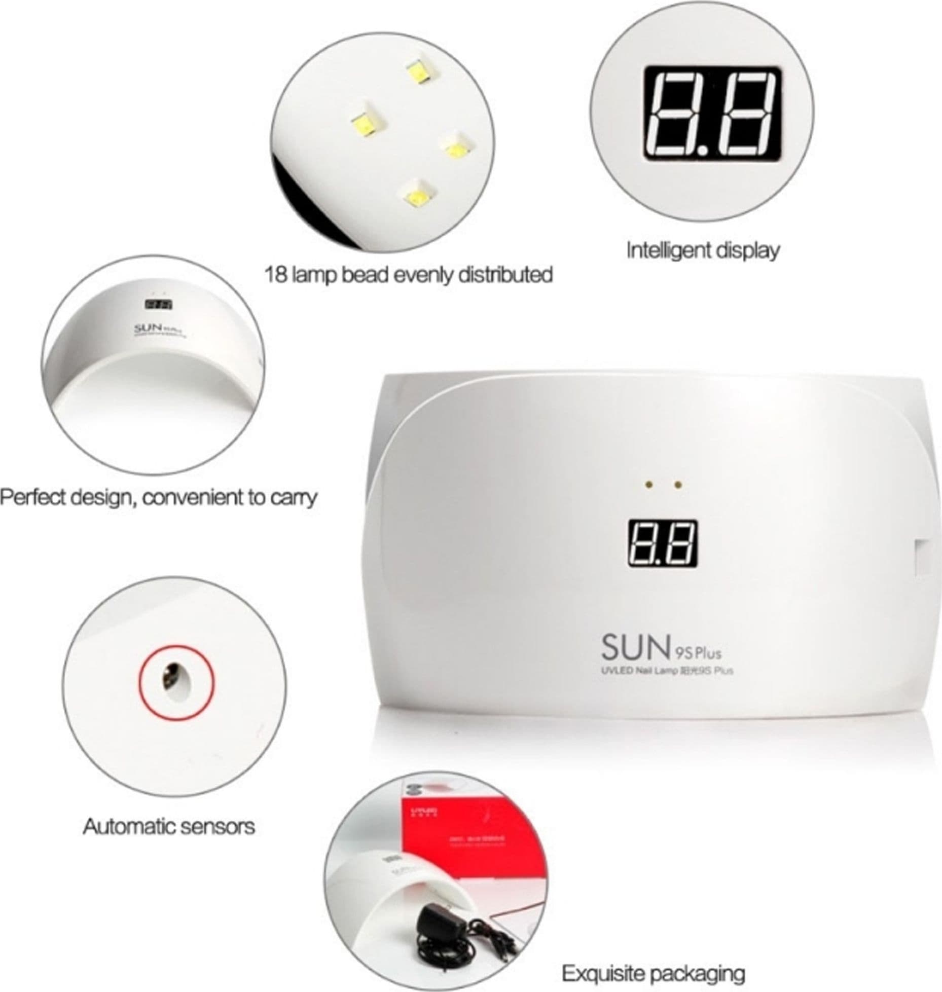 LAMPADA FORNETTO UV SUN9s PLUS 18LED 36/48W RICOSTRUZIONE UNGHIE NAIL PORTATILE - 3