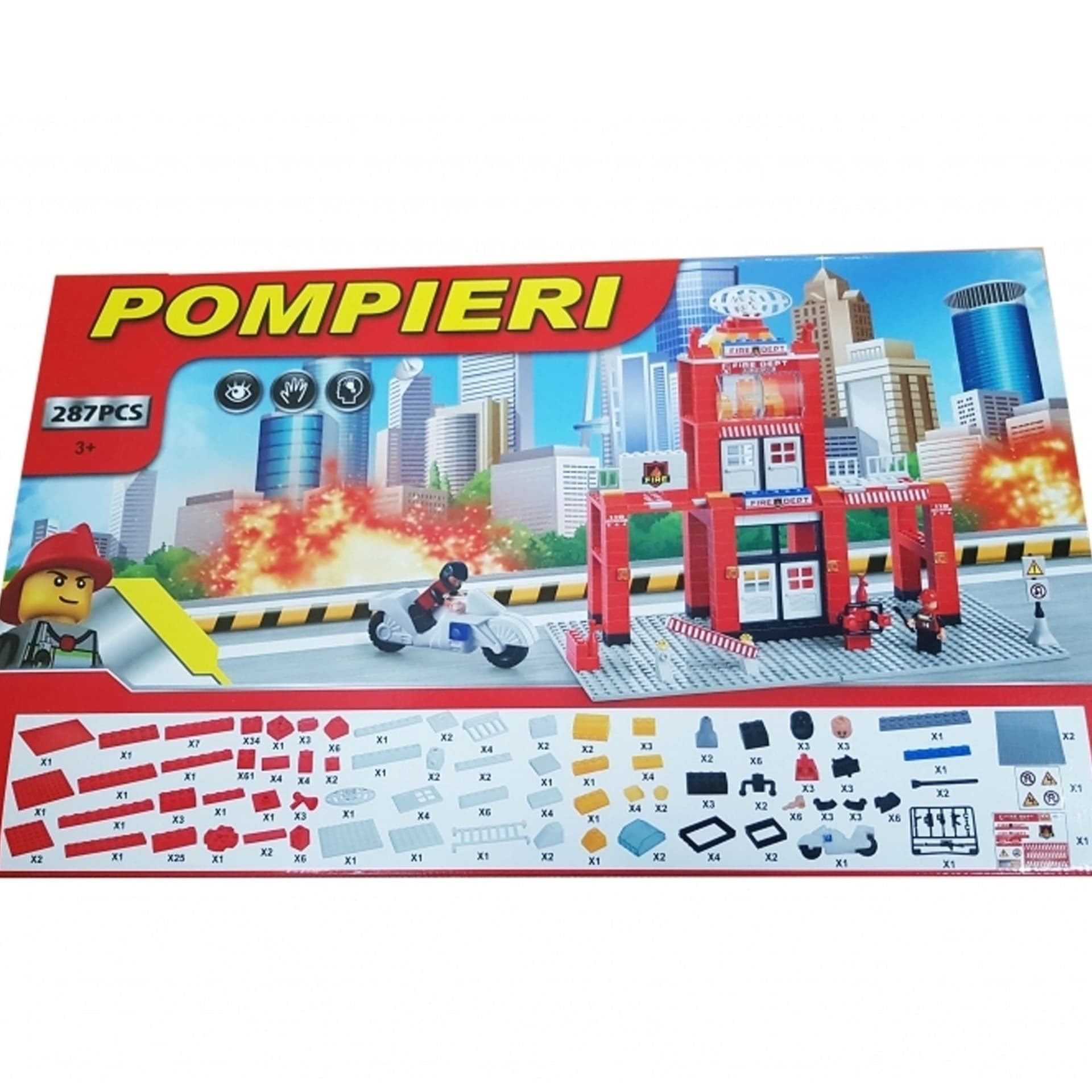 COSTRUZIONI 287PZ STAZIONE POMPIERI VIGILI FUOCO MATTONCINI COMPATIBILI CON LEGO