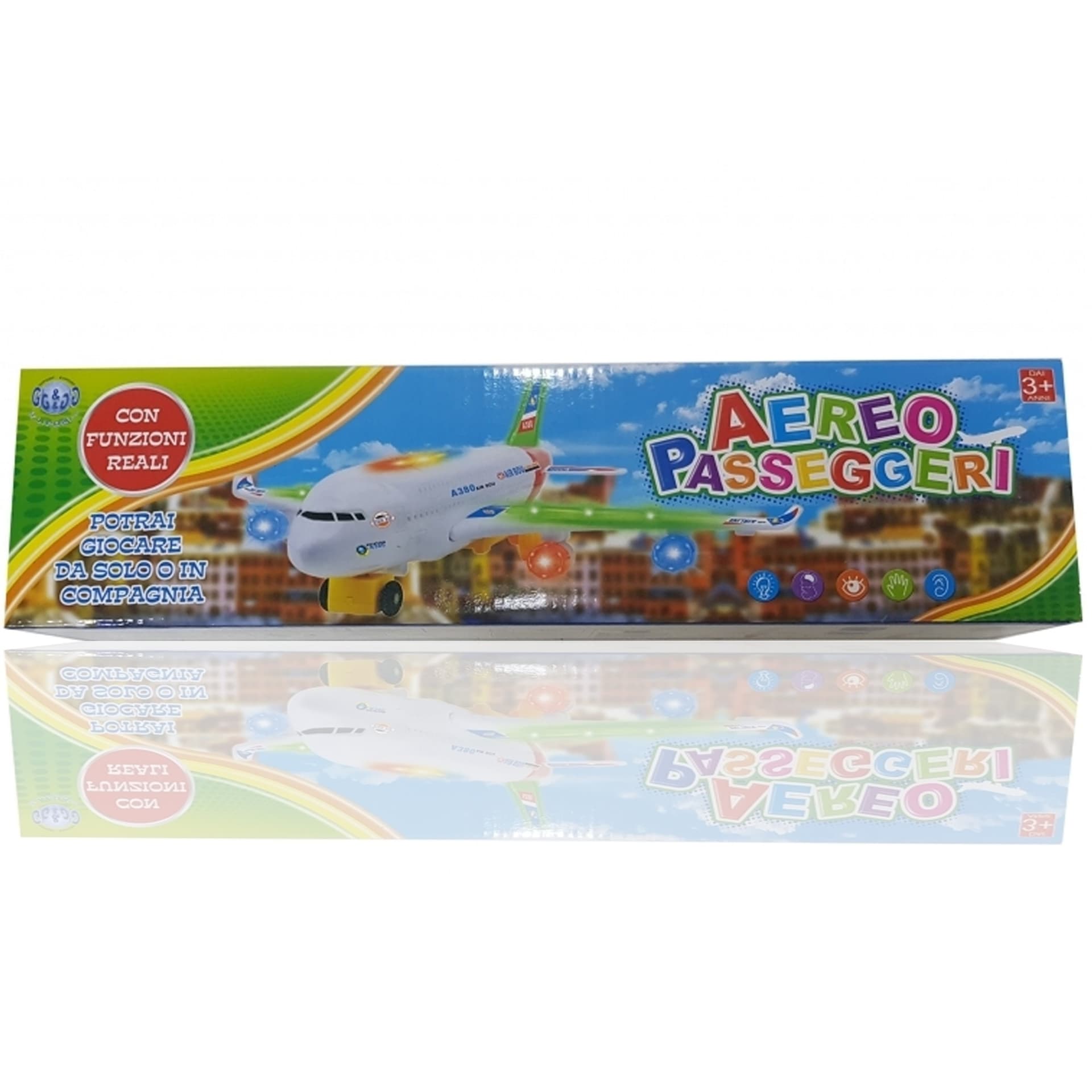 AEROPLANO PASSEGGERI AEREO AIRLINER A380 SUONI LUCI GIOCO BAMBINI DOLL MODELLINO - 2