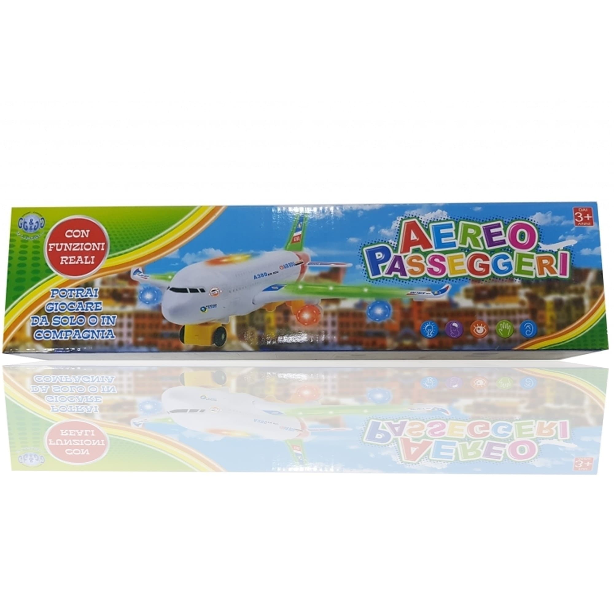 AEROPLANO PASSEGGERI AEREO AIRLINER A380 SUONI LUCI GIOCO BAMBINI DOLL MODELLINO - 2
