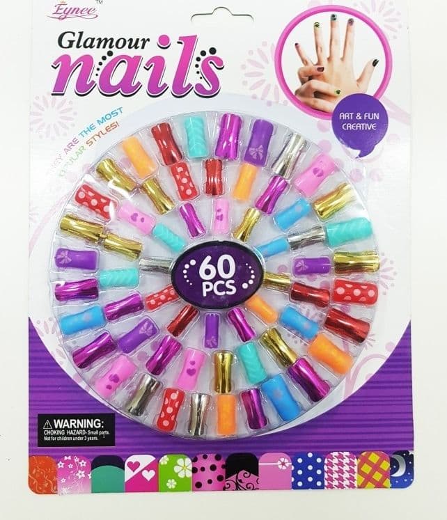 SET 60 TIPS UNGHIE FINTE GLAMOUR RICOSTRUZIONE MANICURE FRENCH RAGAZZE BAMBINE