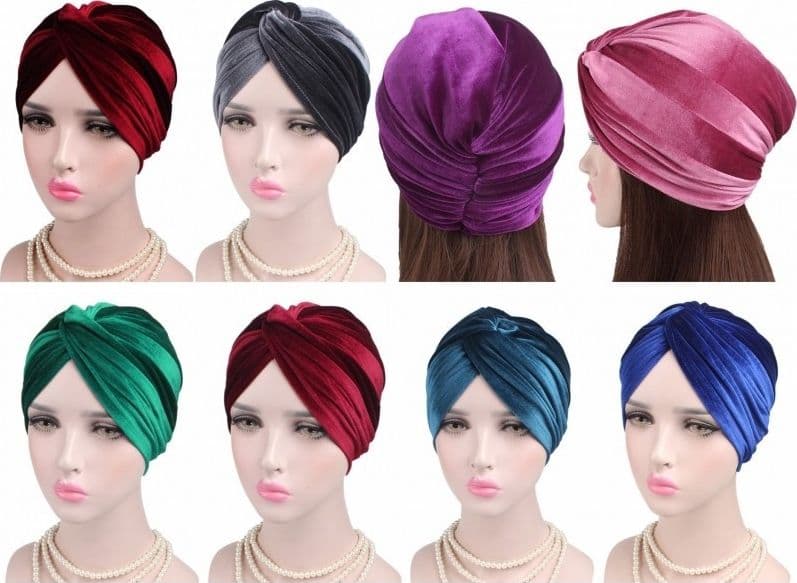 TURBANTE VELLUTO ANNODATA FASCIA ELASTICA RETRO FERMA CAPELLI CUFFIA BANDANA