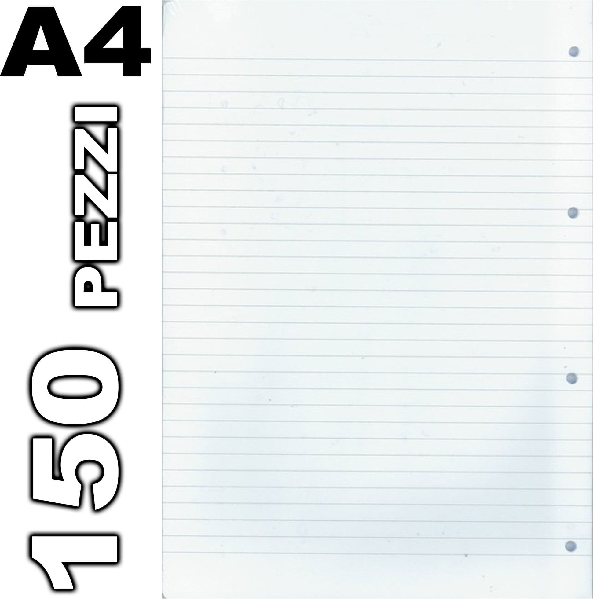 150 FOGLI FORATI PER QUADERNI ANELLI QUADERNO A4 A RIGHE 1R 60gr SCUOLA UFFICIO