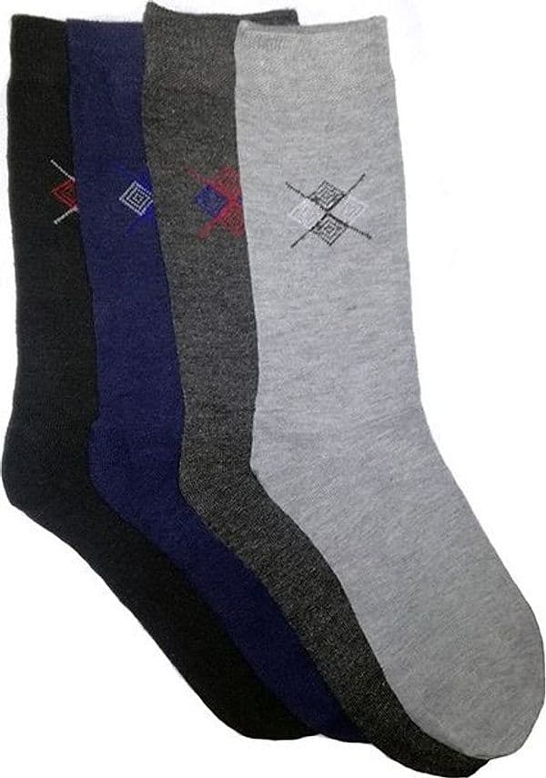 12 PAIA DI CALZINI UOMO IN COTONE COLORATI MEZZA GAMBA ROMBI FR1098-111 - 2