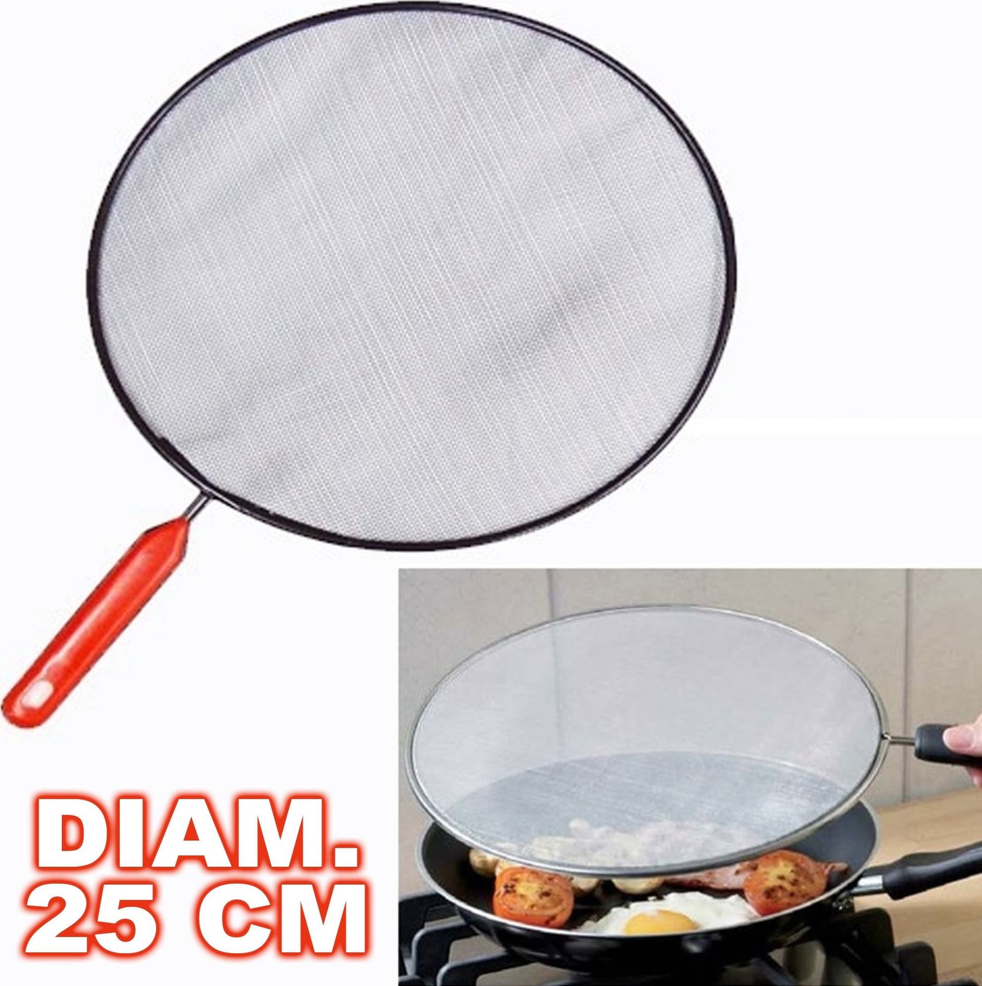 PARASCHIZZI PARASPRUZZI DIAMETRO 25 PER PADELLA PENTOLA SPRUZZI FRITTURA CUCINA