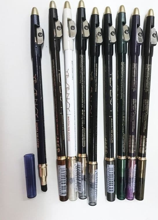 2 MATITA MATITE EYELINER WATERPROOF CONTORNO OCCHI CON TEMPERAMATITE SPUGNA - 2