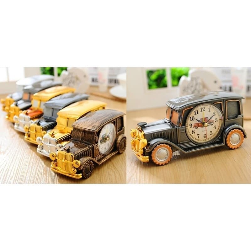 OROLOGIO SVEGLIA TAVOLO FORMA MACCHINA CLASSICA CAR ANALOGICA ALLARME CASA