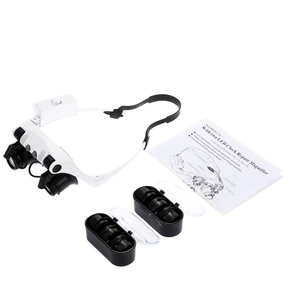 VISIERA OCCHIALI LENTE INGRANDIMENTO PRECISIONE CON 2 LED 4 LENTI LUCE 9892GJ-3A - 10