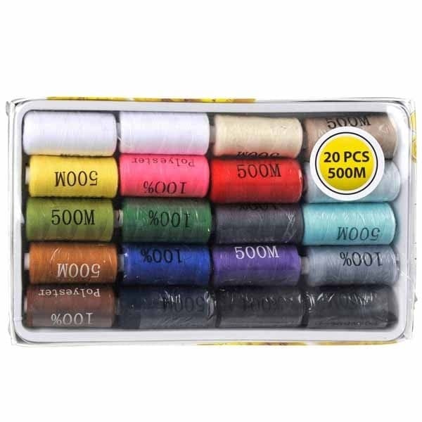 ROCCHETTI CUCITO CUCIRE SET 20 PEZZI 500 METRI POLIESTERE KIT RIPARAZIONE FILO - 2