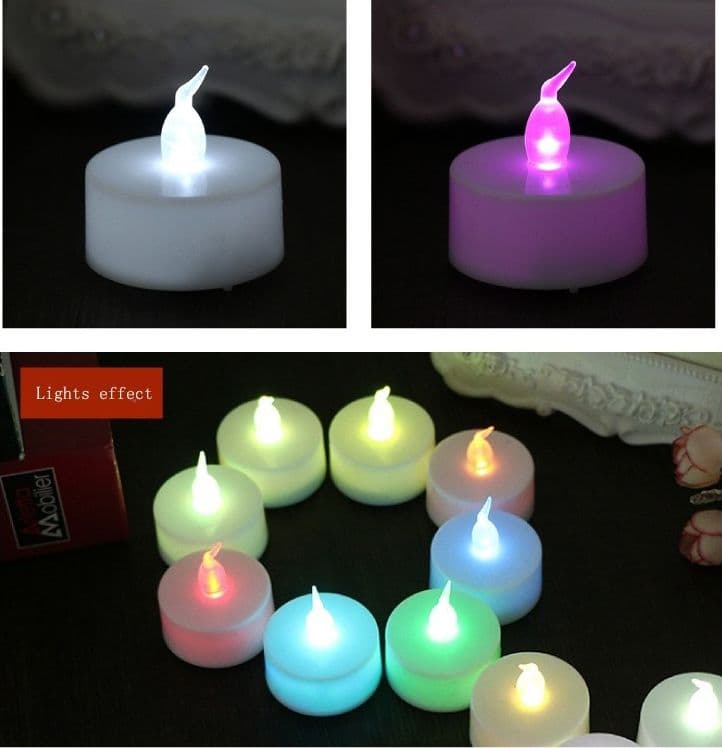 SET CANDELE CANDELINE A BATTERIA TEA LIGHT A LED MULTICOLORE RGB EFFETTO FIAMMA - 8