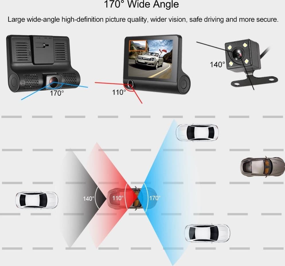MINI DVR AUTO FULL HD 1080P CAMERA MONITOR LCD 4" ANTERIORE POSTERIORE INTERNA - 11