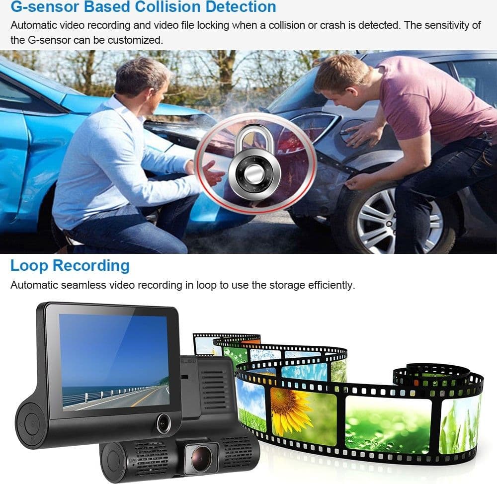 MINI DVR AUTO FULL HD 1080P CAMERA MONITOR LCD 4" ANTERIORE POSTERIORE INTERNA - 17