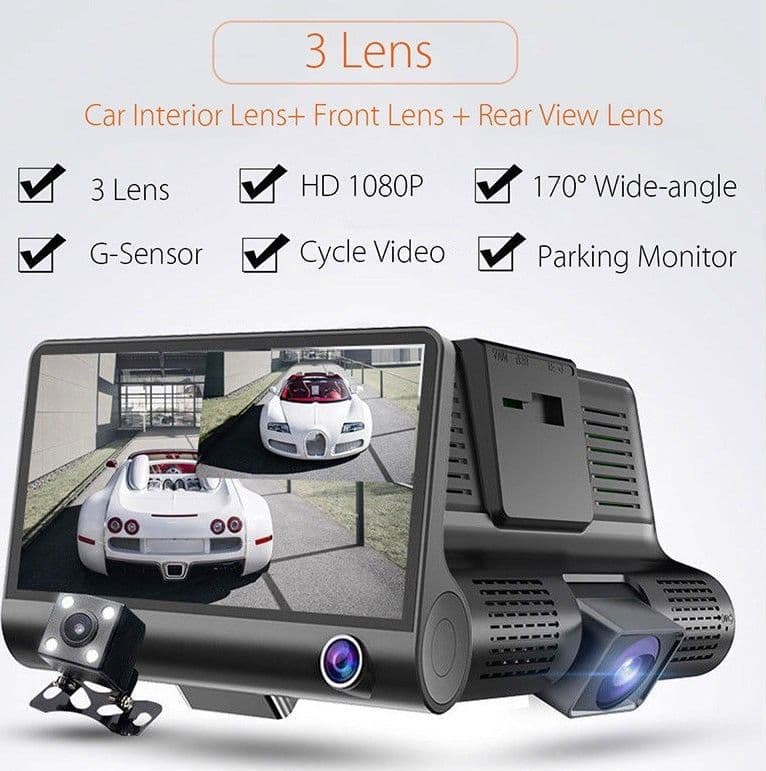 MINI DVR AUTO FULL HD 1080P CAMERA MONITOR LCD 4" ANTERIORE POSTERIORE INTERNA - 5