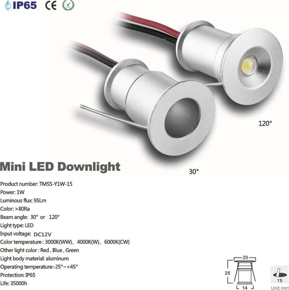9 X MINI FARETTO A LED DA INCASSO 1W CREE COB SILVER CIELO STELLATO PUNTO LUCE - 11