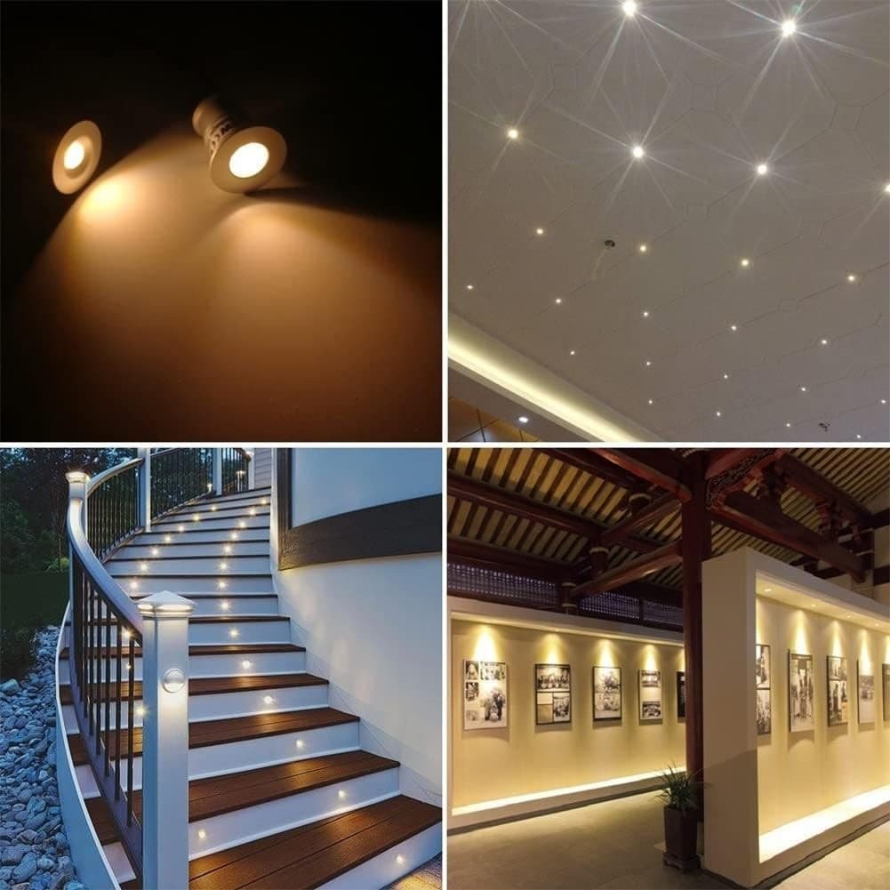 9 X MINI FARETTO A LED DA INCASSO 1W CREE COB SILVER CIELO STELLATO PUNTO LUCE - 12