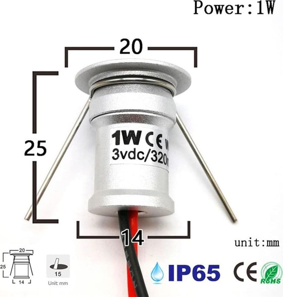 9 X MINI FARETTO A LED DA INCASSO 1W CREE COB SILVER CIELO STELLATO PUNTO LUCE - 9