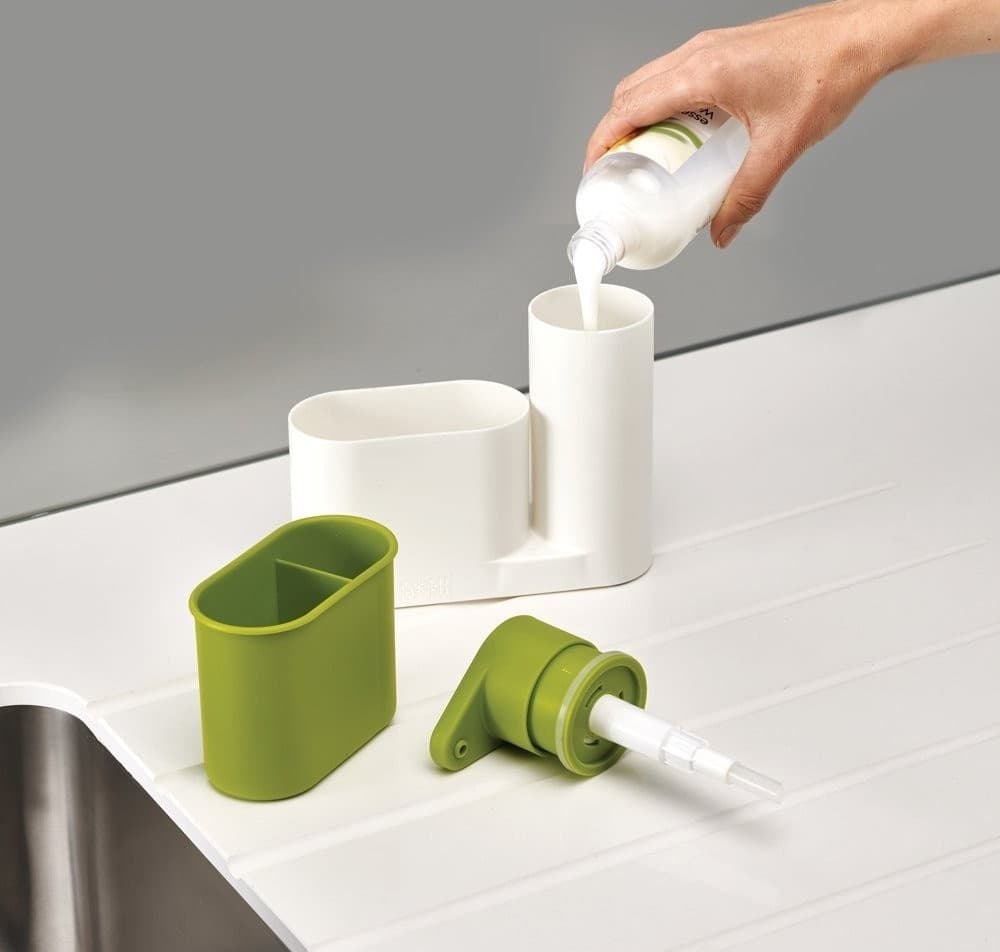 SET 2 PZ ORGANIZER PER LAVELLO DISPENSER DI SAPONE LIQUIDO + CONTENITORE SPUGNE - 5