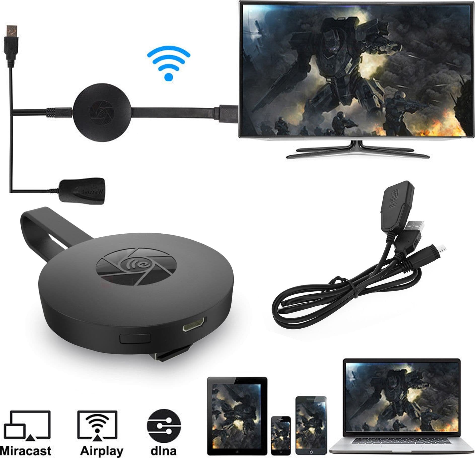 MIRACAST DLNA DONGLE WIFI WIRELESS DISPLAY TV HDMI 1080P MIRASCREEN AIRPLAY - 3
