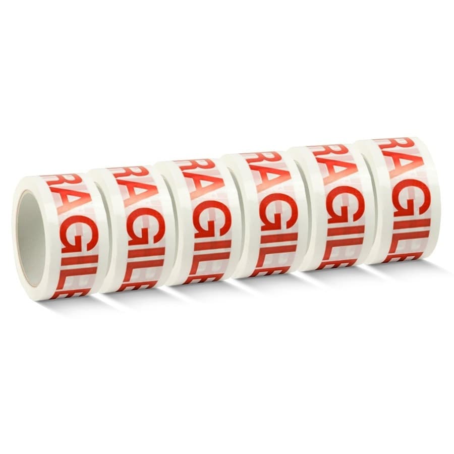 6 NASTRO ADESIVO PER IMBALLAGGIO CHIUSURA SCATOLI 48MM X 132MT SCRITTA FRAGILE - 3