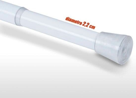 BARRA TELESCOPICA PER TENDA DA DOCCIA 110 CM FINO A 200 CM ALLUMINIO BIANCO - 4