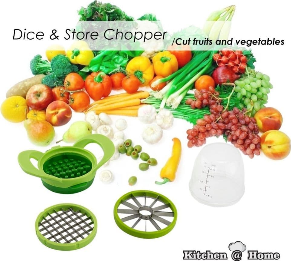 AFFETTA VERDURE CHOPPER TRITA SMINUZZA FRUTTA CON RECIPIENTE IN VETRO SLICE DICE - 6