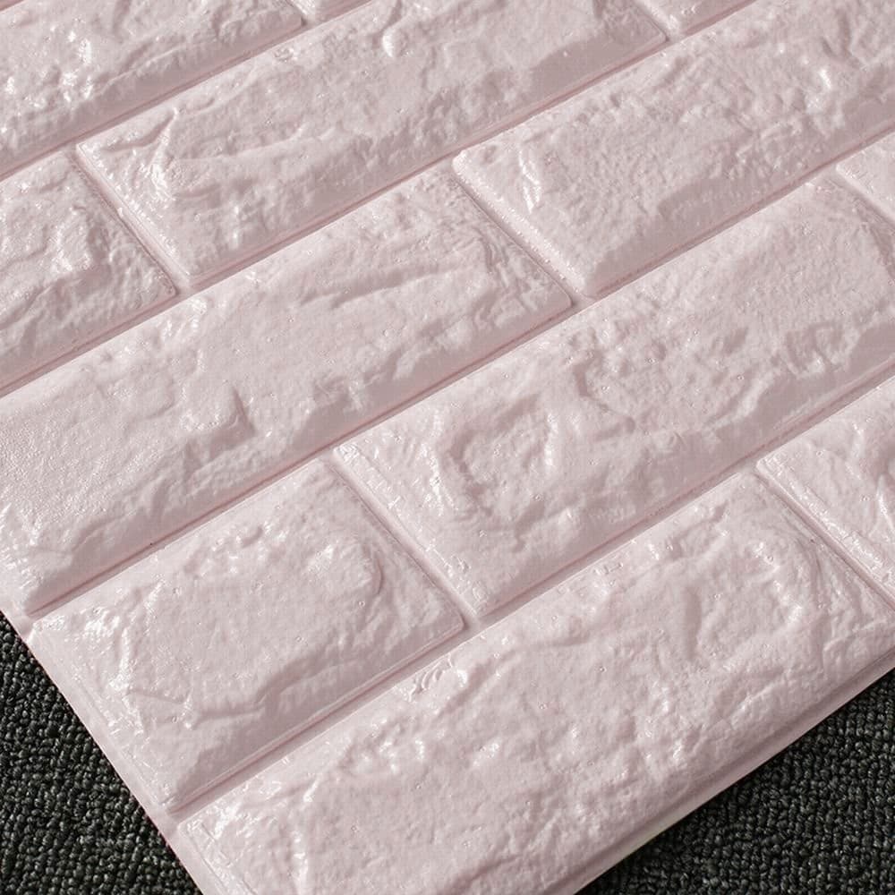 PANNELLO ADESIVO PER DECORAZIONE PARETE EFFETTO PIETRA MURO 70 X 60 CM ROSA - 2